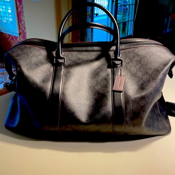 Coach black leather weekender bag - Picture 1 of 6